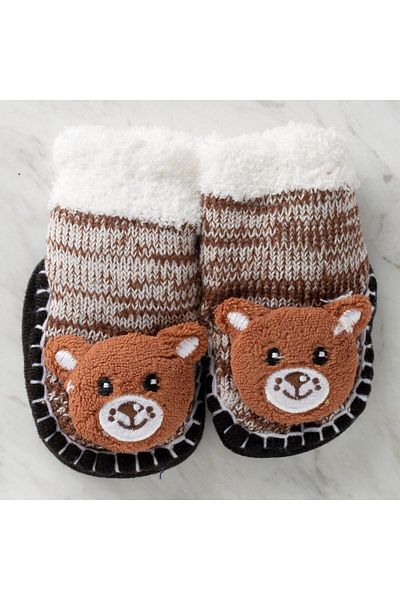 Şirin çorap Serfino Brown Knitted Baby Booties / Home Shoes