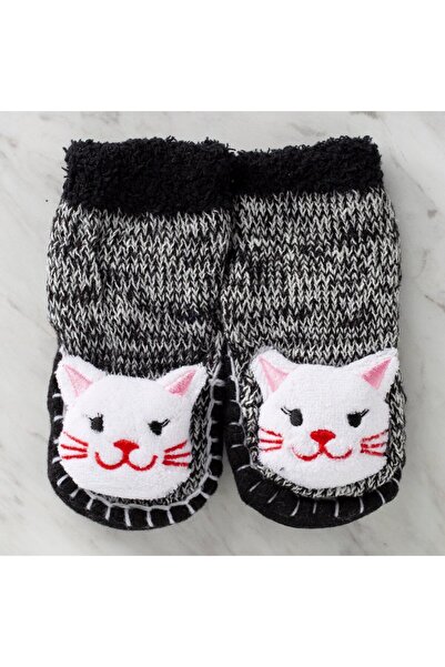 Şirin çorap Serfino Bebek Örgü Patiği / Ev Ayakkabısı Siyah Ke
