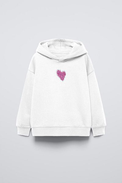 The Champ Clothing Hanorac supradimensionat pentru copii cu glugă albă, cu imprimeu No Fear
