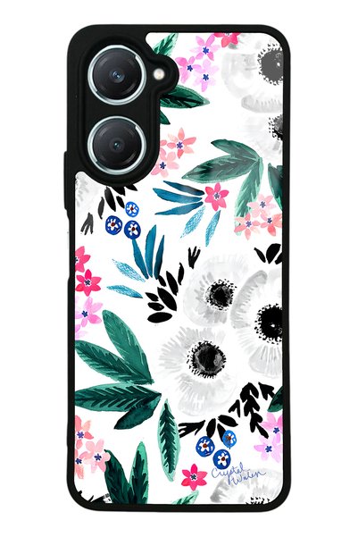 Spoyi غلاف هاتف Vivo Y18 بتصميم زهرة بيضاء لامعة