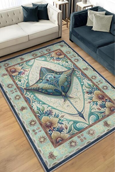 Homshtag Nuh'un Gemisi Koleksiyonu Vatoz Balığı Çiçek Temalı Vintage Renkli M...