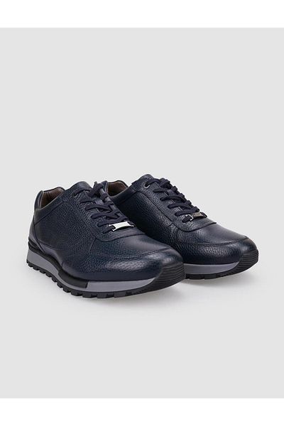Cabani 100% Genuine Leather Navy Blue Lace-Up Men's Sports Shoes