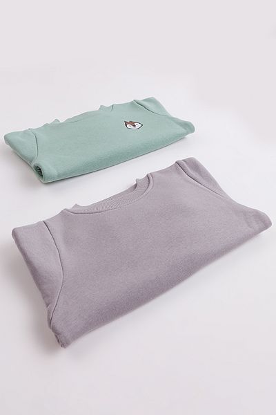 Harika KIDS Boy's 2-Pack Thick Fox-Bear Embroidered Sweatshirt