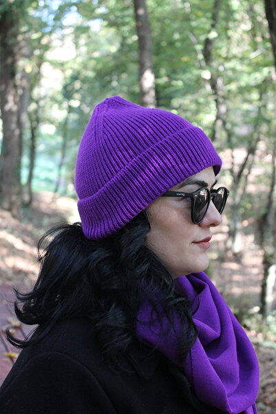 MODA UNİSEX ÖZEL FİTİLLİ, YUMUŞAK ÖRGÜ BERE, MOR