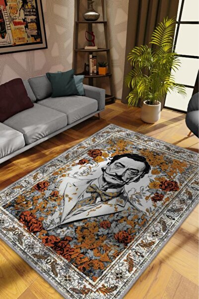 Homshtag Salvador Dali ,modern Çiçek Desenli Art Deco Vintage Halı,çok Renkli...