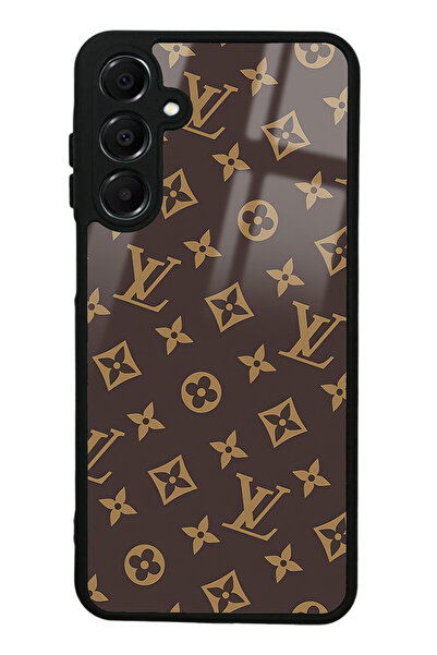 Spoyi Samsung A16 Kahverengi LV Tasarımlı Glossy Telefon Kılıfı