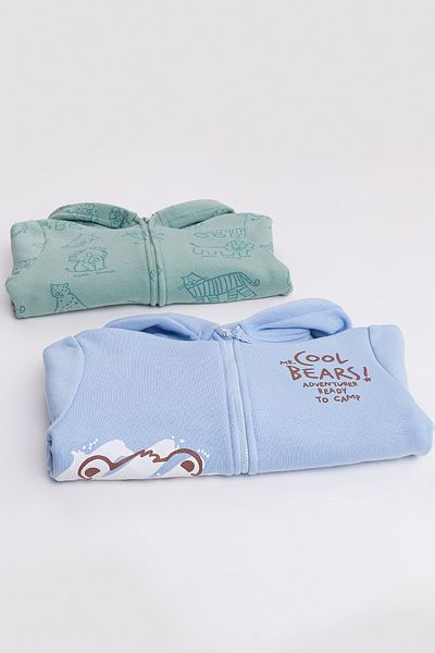 Harika KIDS Boy's 2-Pack Thick Cute Animal Printed Zip-Up Cardigan