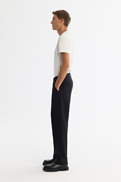 Avva Erkek Siyah Klasik Bel Pliseli Elastan Baggy Fit Pantolon A42Y3064