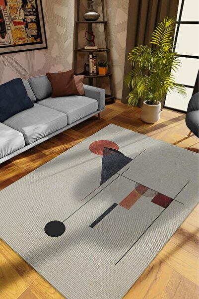 Homshtag Geometrik Oturma Odası Halısı,Sanat Severler İçin Pamuklu Dokuma Tab...