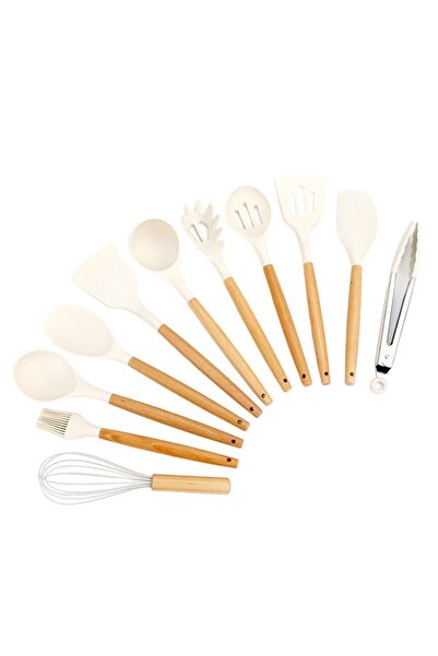 valletta Legolas 18 Piece Heat Resistant Silicone Fireproof Non-Stick Serving Set with Stand White