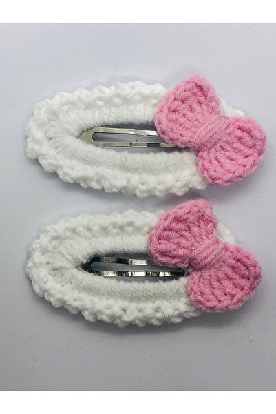 İnDerin Set de 2 agrafe de păr tricotate cu închidere rapidă cu motiv de fund...