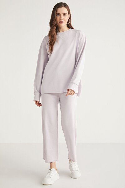 ETHIQUET Venüs Kadın Regular 100% Pamuk Içi Polarsız Yuvarlak Yaka Beli Lasti...