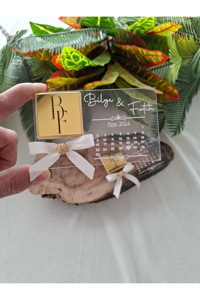 DECORA HOBİ Şeffaf Pleksi Gold Çikolatalı Takvim Yaprağı Söz,nişan, Magneti N...