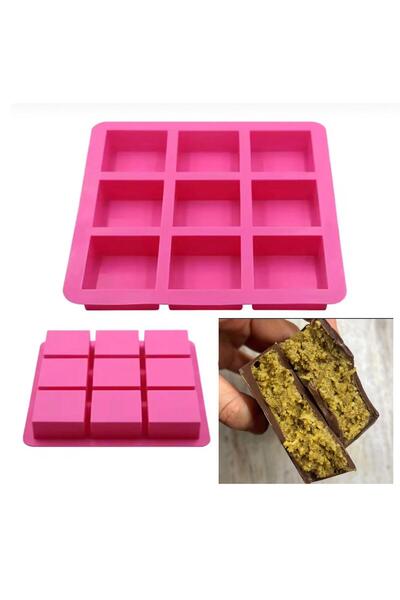 Şenhomee قالب شوكولاتة سيليكون مربع مكون من 9 قطع - دبي، براوني، معجنات وكوفر
