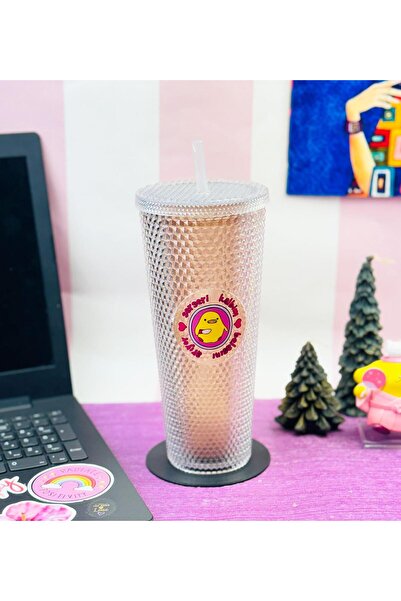 Gift Moda 750Ml Star Sky Crystal Patterned Glass with Straw
