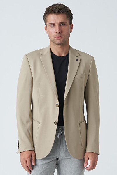 White Stone Belfast C4010 Slim Fit 6 Drop Ceket Bej