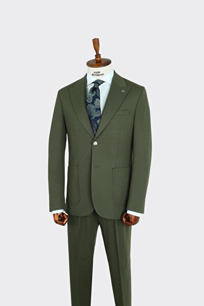 Kadir Büyükkaya Kırlangıç Yaka Pileli Erkek Takım Elbise-KAX1300S