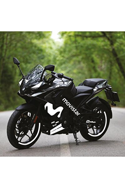 Motiker Bajaj RS200 Movistar Tek Renk Beyaz Motosiklet Sticker Etiket Takım M...