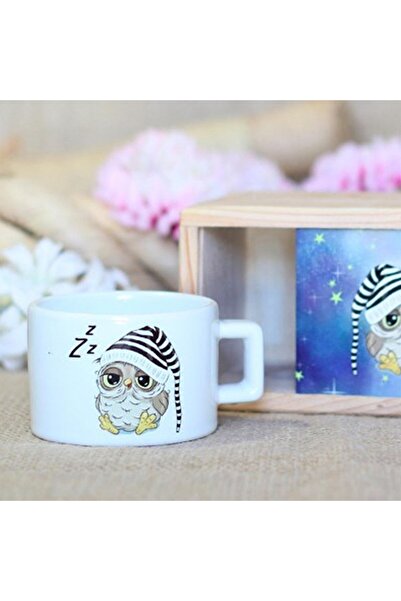 Gift Moda Ahşap Kutusunda Sevimli Baykuş Kupa Bardak