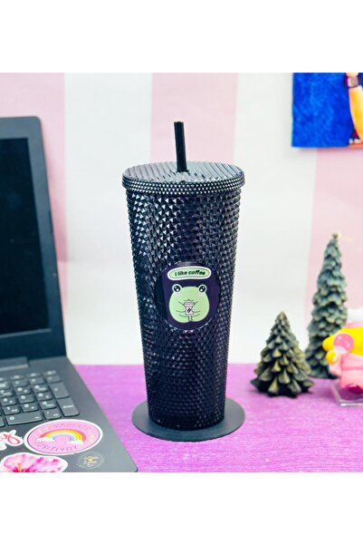 Gift Moda 750Ml Star Sky Crystal Patterned Glass with Straw