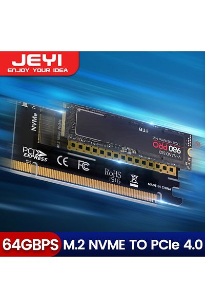 JEYI محول M.2 NVME إلى PCIE X16، 2280/60/42/30 NVMe SSD إلى PCIe 4.0 3.0 GEN4 64Gbps توسعة