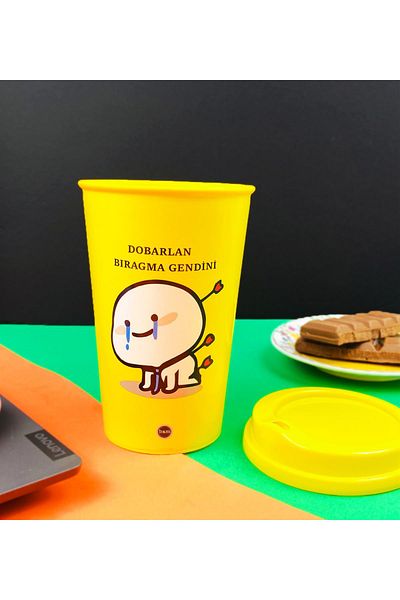 Gift Moda Plastic Coffee Cup with Motto Design