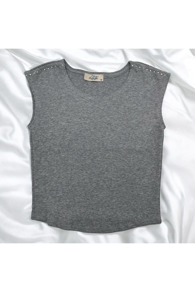 DİVİSTA Дамски сив Crop Stone с детайли