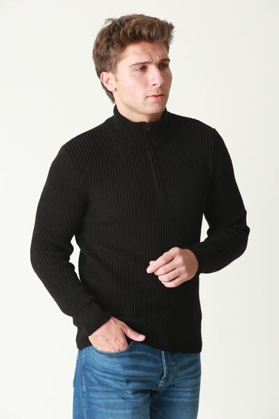 F&K 84700 Pulover de tricotaj pentru bărbați cu jumătate de fermoar