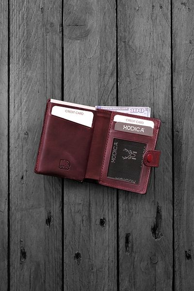 Modica Men's Burgundy Wallet Rfid Protected Genuine Leather Card Holder with Anti-Theft Mechanism |   Orlando