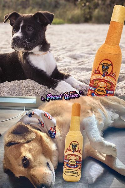 Proud Wave Bottle Plush Training Toy - Quad Batch Traction Rope - Dog Flossing Toy - Set of Four