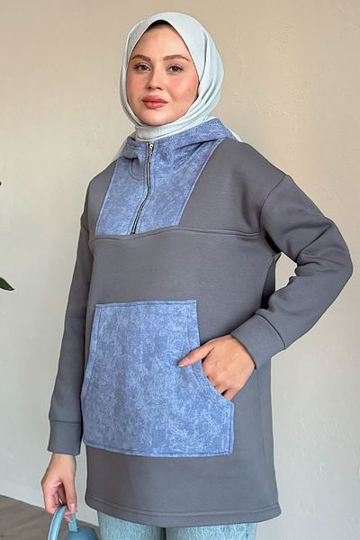 InStyle Anthracite Sweat with Kangaroo Pocket Hood