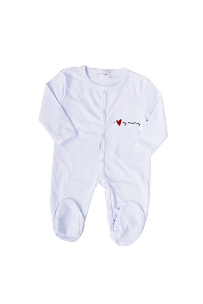bebegen Unisex Daddy Written White Booties Jumpsuit