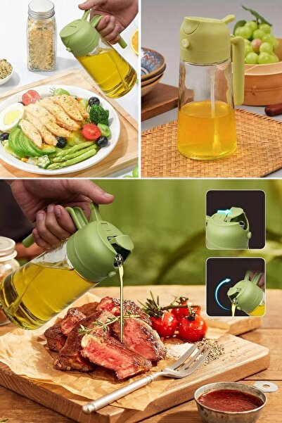 Open Home Concept وعاء زيت 2 في 1 - بخاخ زيت زجاجي مع رذاذ وصب