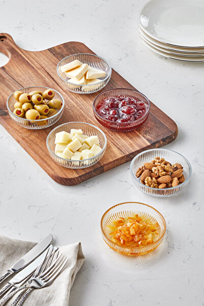 hapeed Par Model 6'lı Reçellik Sosluk Sofra Sunum Cam Kahvaltı Seti