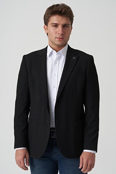 White Stone Alcobaça C4016 Slim Fit 6 Drop Jacket Black