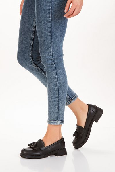 PASSAGE SHOES Γυναικεία μαύρα φούντα λεπτομερή casual παπούτσια 4054
