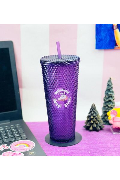 Gift Moda 750Ml Star Sky Crystal Patterned Glass with Straw