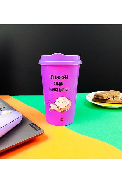 Gift Moda Plastic Coffee Cup with Motto Design