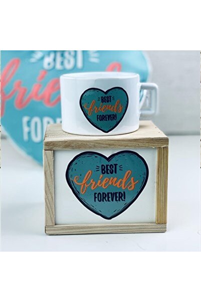 Gift Moda Ahşap Kutusunda Best Friends Tasarım Kupa Bardak