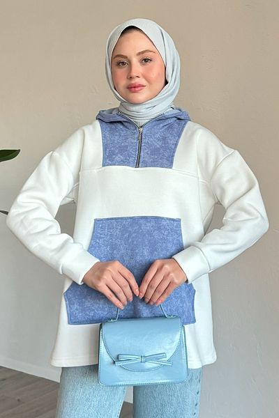 InStyle الكنغر جيب مقنعين العرق الأبيض