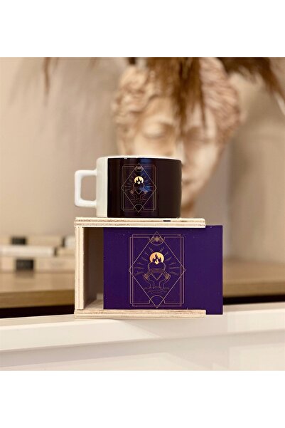 Gift Moda Tarot Gökkuşağı Kalp Ateş Tasarımlı Kutulu Kupa