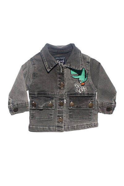 bebegen Erkek Bebek Gri Yeşil Dinolu Kot Ceket