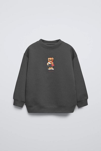 The Champ Clothing Детски суитшърт с пухкава яка и ретро принт с щампа на точки и плюшено мече