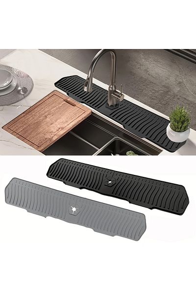 Choice 24/29.9 Inch Kitchen Silicone Faucet Mat Water Catcher Mat Sink Large Size Splash Pad Countertop ...