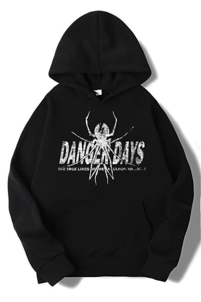 DEEPSENCE Unisex Siyah Kapüşonlu Sweatshirt DANGER DAYS Baskılı