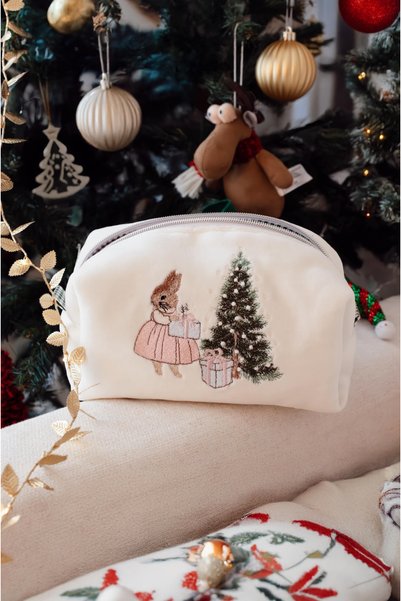 LYIA Rabbit and New Year Embroidered Makeup/Baby Care Bag - Medium Size