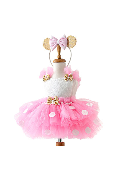 Costumes Club Minnie Mouse Kız Çocuk Puantiyeli Pembe Doğum Günü Elbisesi Ve ...