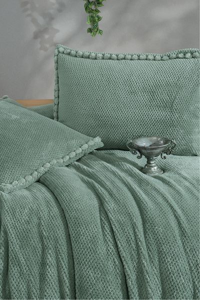Clasy Welsoft Single Pompom Detailed Bedspread Set