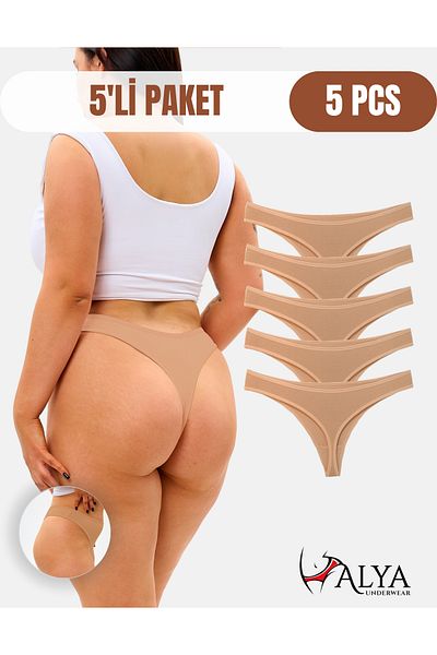 ALYA UNDERWEAR Women's Cotton Thong Panties - 5 Pcs Skin Color (S, M, L, Xl, 2XL) - 5 Pcs