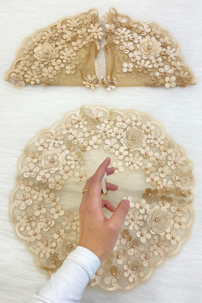 ZEYMERADE منديل العروس والعريس كابتشينو، منديل زفاف مزين باللؤلؤ، وصيفة العرو...